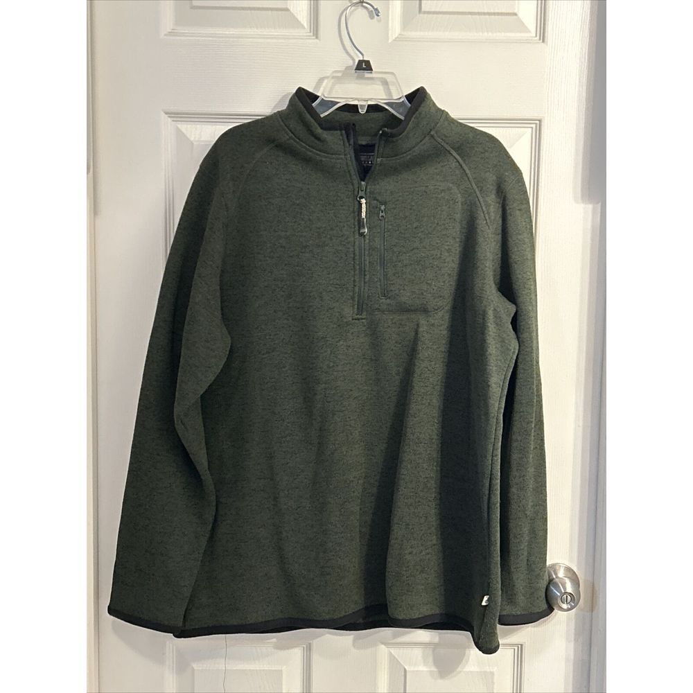 Magellan Outdoors Mens Size Large Fleece 1/4 Zip Jacket Pullover Green Excellent